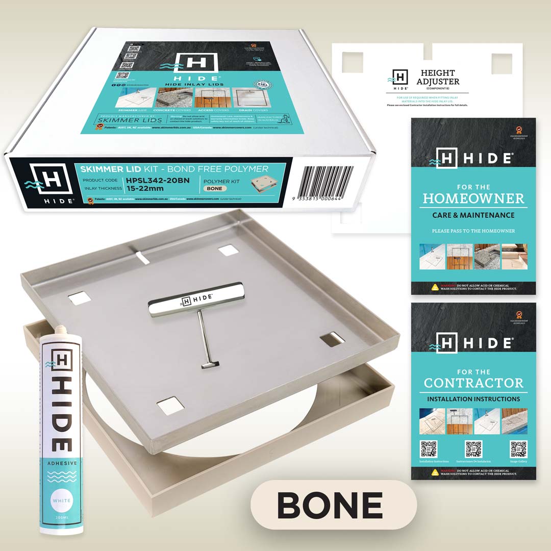 HIDE Polymer - Stainless Combination Skimmer Lid Kit in Bone colour