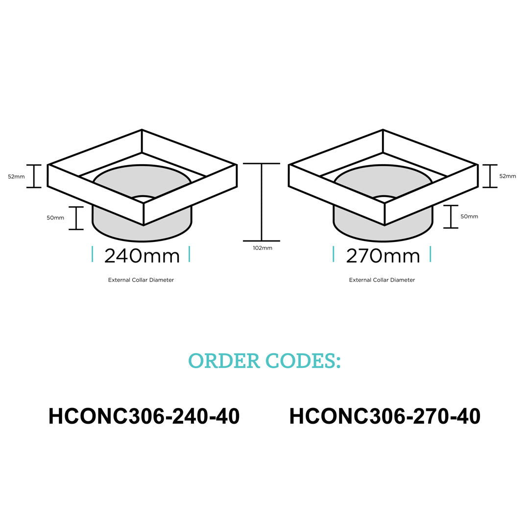 HIDE Concrete Skimmer Lid Collar Dimensions
