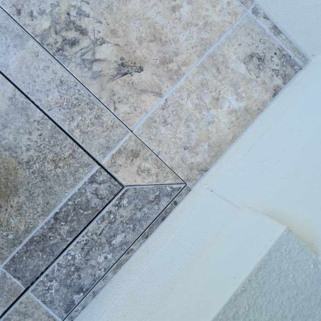 HIDE Linear Drain Corner Installed