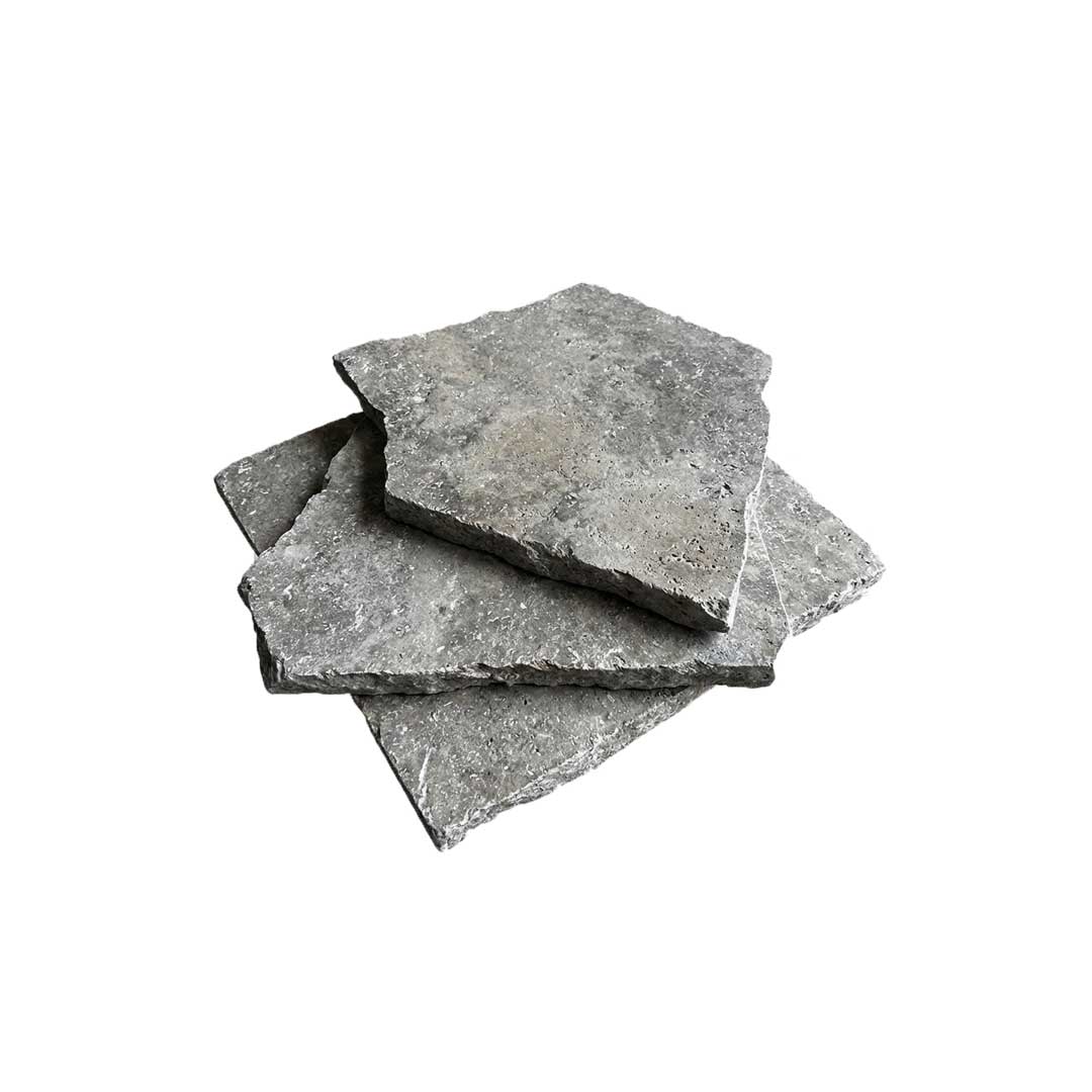 Silver Travertine Random Pavers Stack