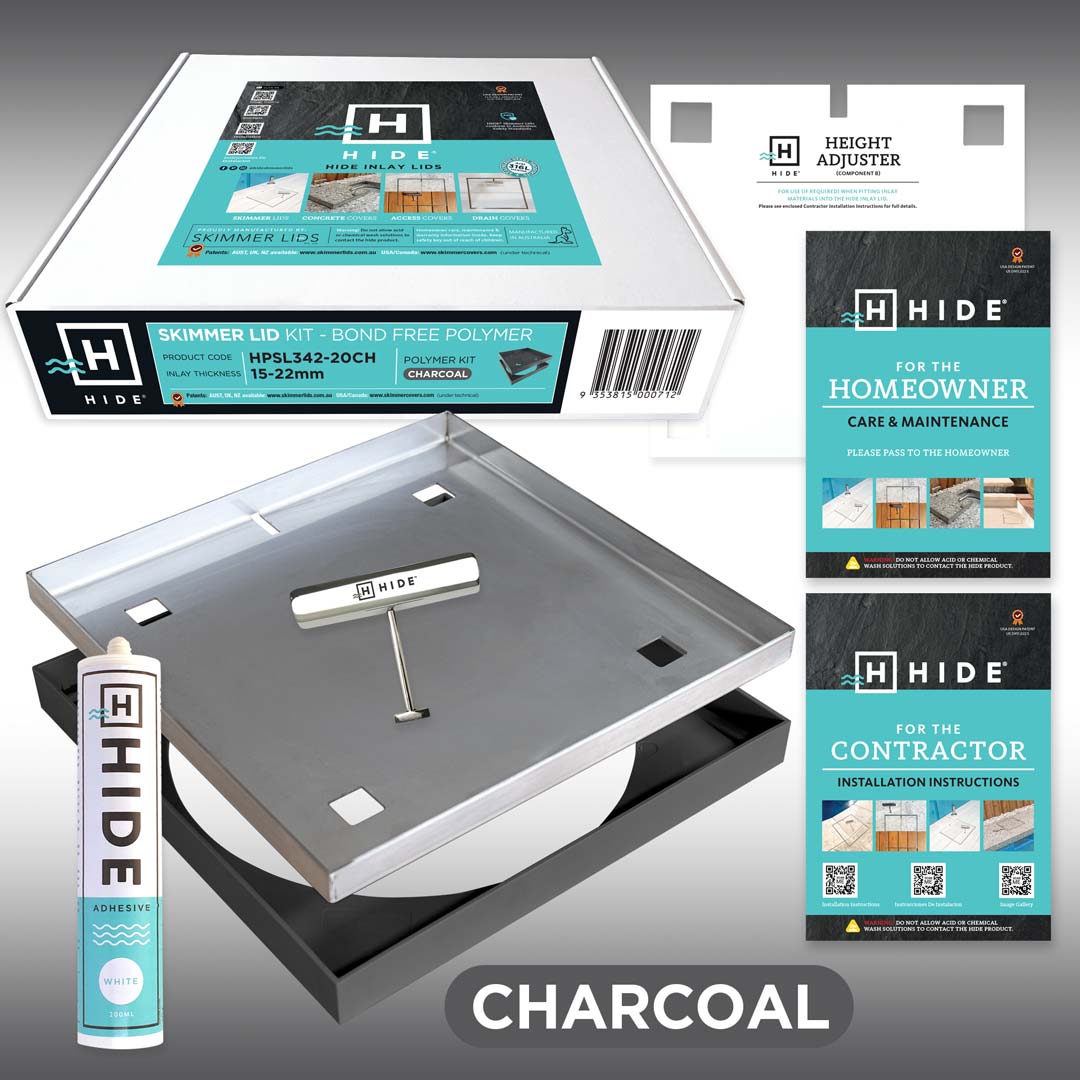HIDE Polymer - Stainless Combination Skimmer Lid Kit in Charcoal colour