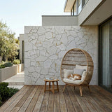 Champagne Copper Feature Wall With Cat on Egg Chair