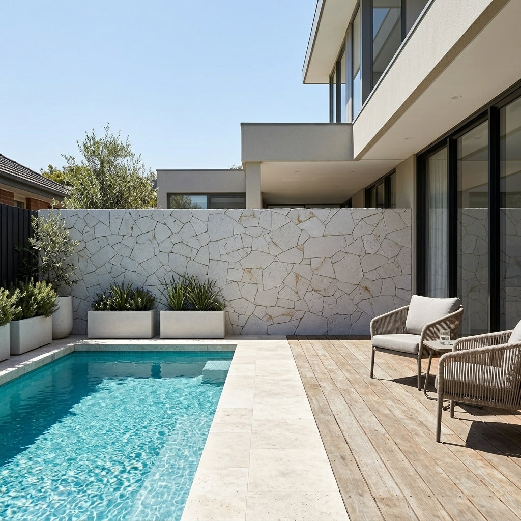 Champagne Copper Wall Cladding Next to Swimming Pool