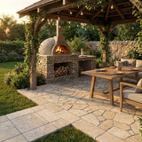Travertine Crazy Paving In Outdoor Entertaining Area