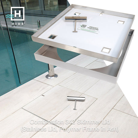 HIDE Polymer - Stainless Skimmer Lid around pool