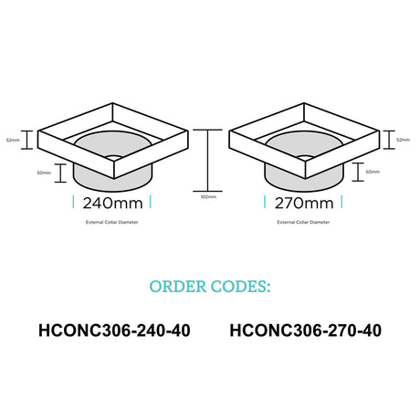 HIDE Concrete Skimmer Lid Collar Dimensions