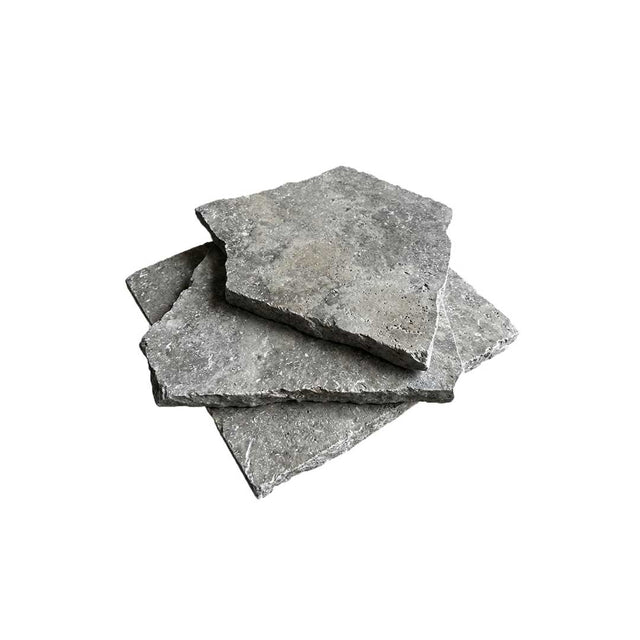 Silver Travertine Random Pavers Stack