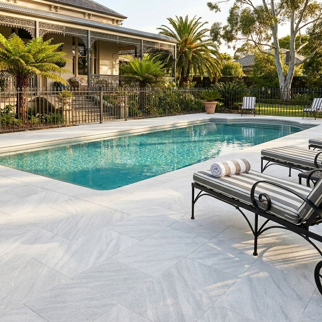 Grey Limestone Dropface Pool Coping - Vale Grey