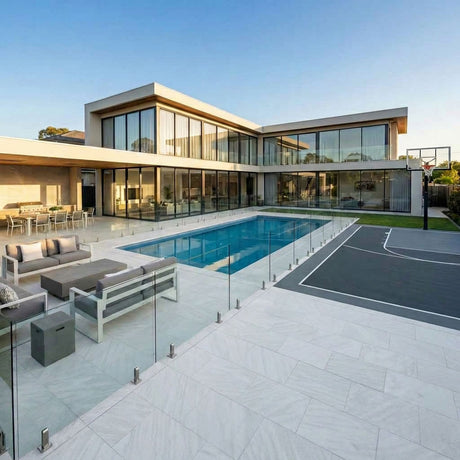 Vale Grey Limestone Bullnose Tiles for Pool Coping