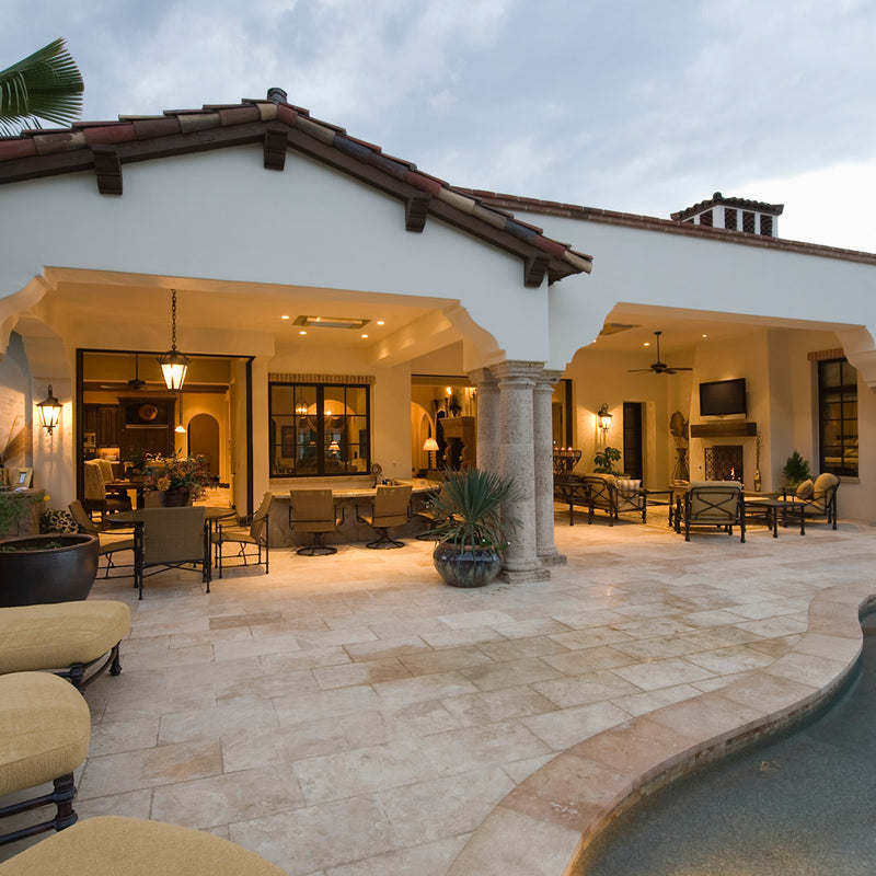 travertine swimming pool coping